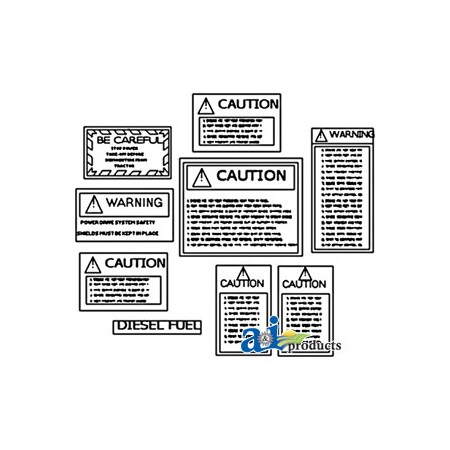A & I Products Decal Set, Universal Caution 5" x4" x0.1" A-CAUKIT